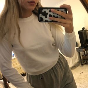 Brandy/John Galt White Cropped Crewneck sweater